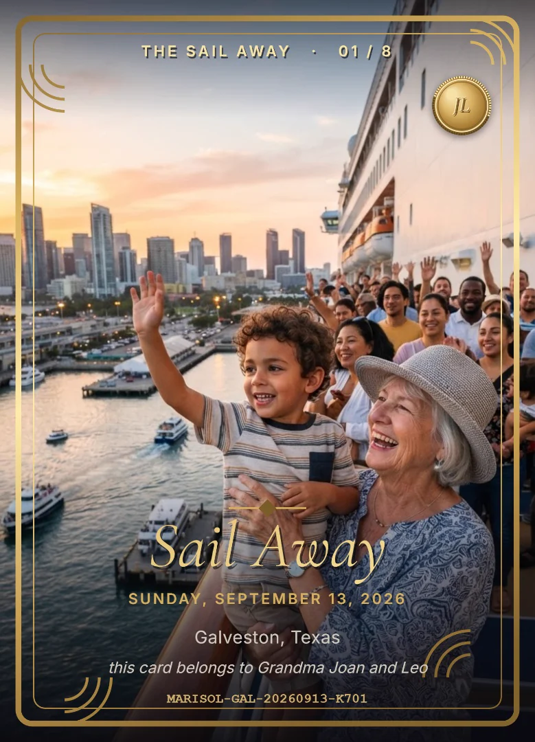 The sail-away keepsake card example